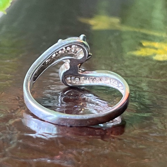 925 Sterling Silver Round-Cut C Z Promise Bypass Ring Size 7 - Picture 5 of 10